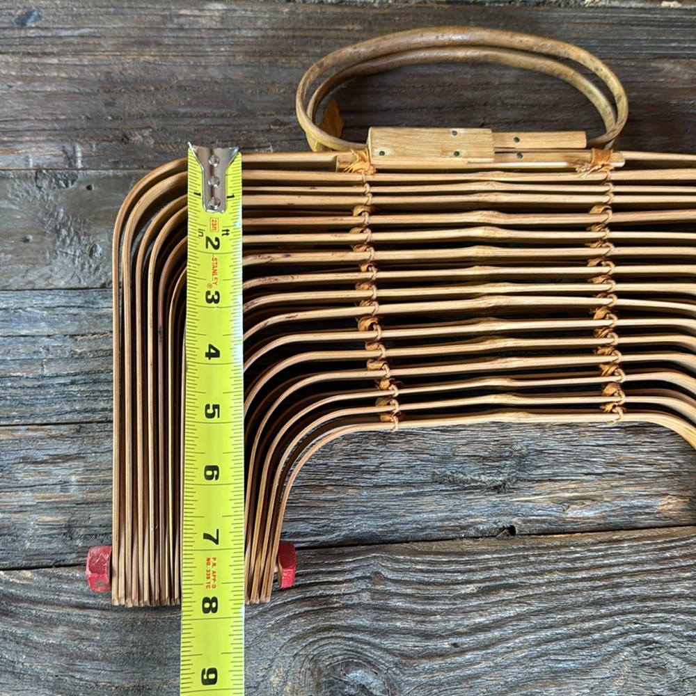 Vintage 1960’s bamboo large folding purse tote basket EVC - Picture 11 of 15